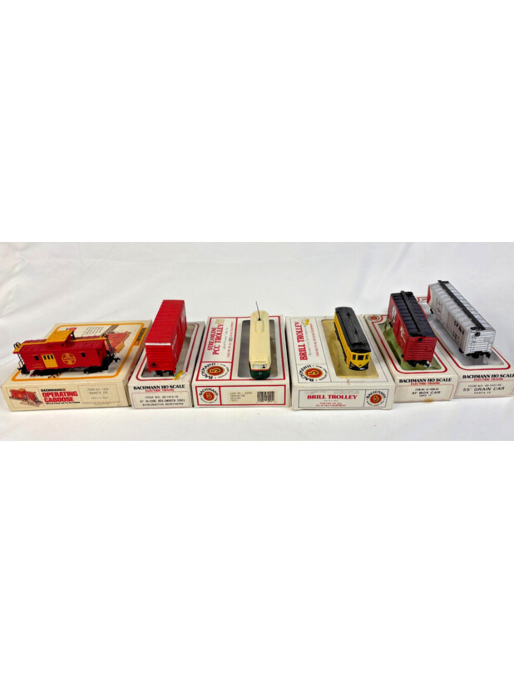 Bachmann Ho Scale Lot Of 6 Cars Trolley Caboose Box Grain Mixed Untested Used